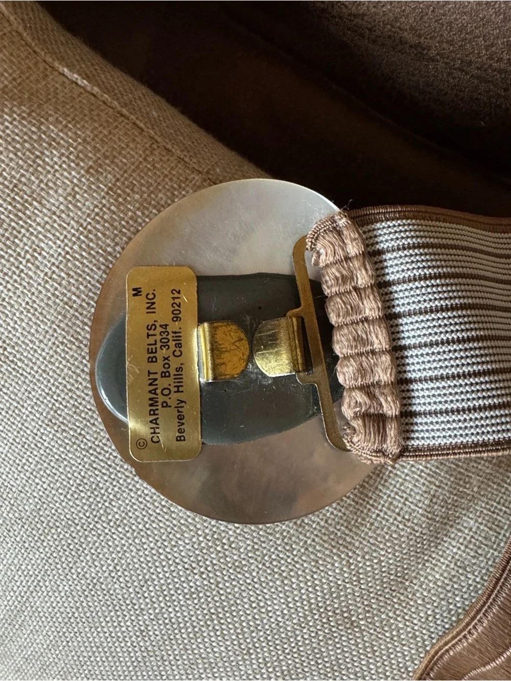 Elastic Brown Waist Belt with Shell Buckle